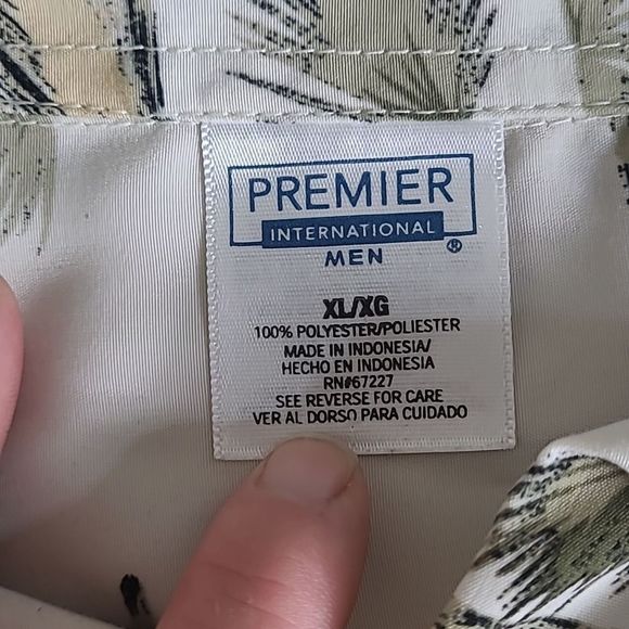 Premier International Mens Polyester Tropical Button Up Short Sleeve Shirt XL - Picture 2 of 4